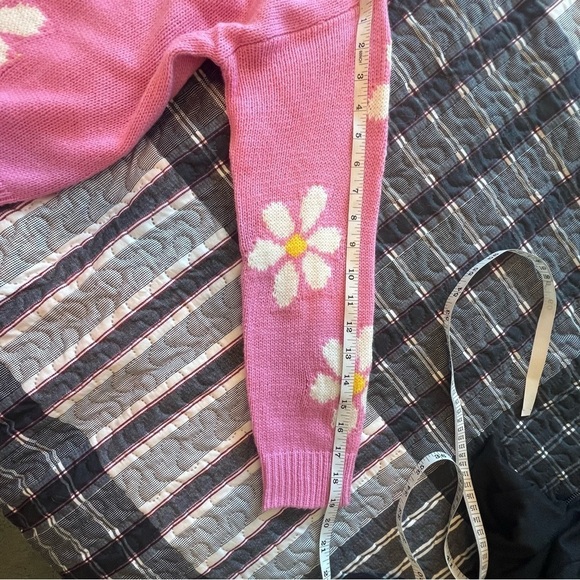 Just Polly Oversized Pink and White Daisy Floral Cardigan Women’s Size S - Picture 4 of 10